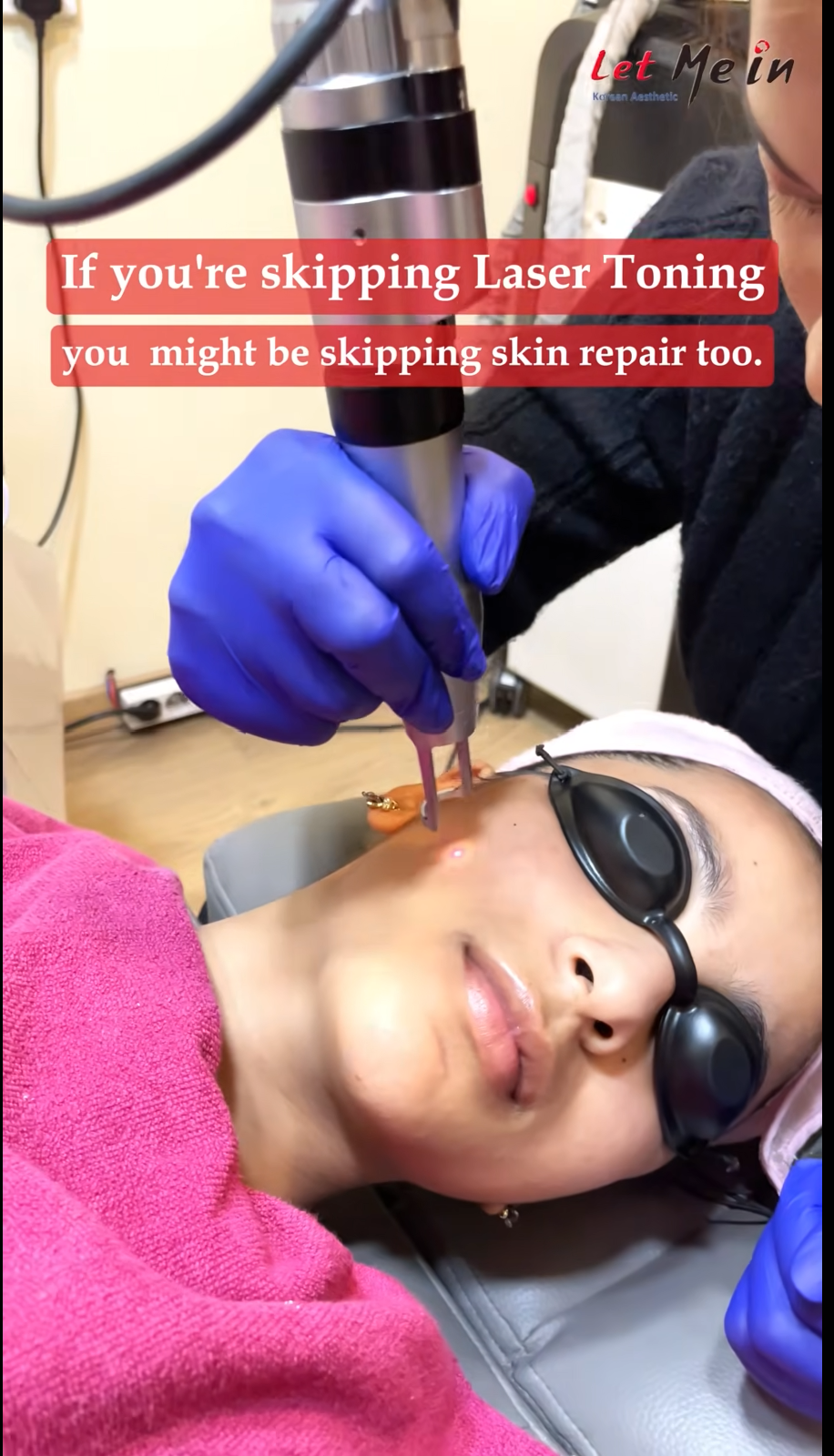 Post treatment glow after laser toning session